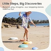 Vista 2 de Tiny Land Piedras para pisar para niños, 5 piezas Piedras antideslizantes para niños pequeños, Piedras sensoriales para promover el equilibrio
