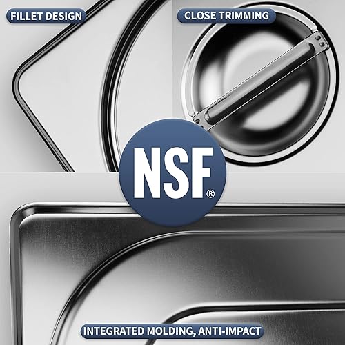 Miniatura 2 de Paquete de 6 tapas de sartén de mesa de vapor de tamaño medio 12 con asa, NSF, cubierta de sartén de hotel, cubierta de bandeja de comida de catering