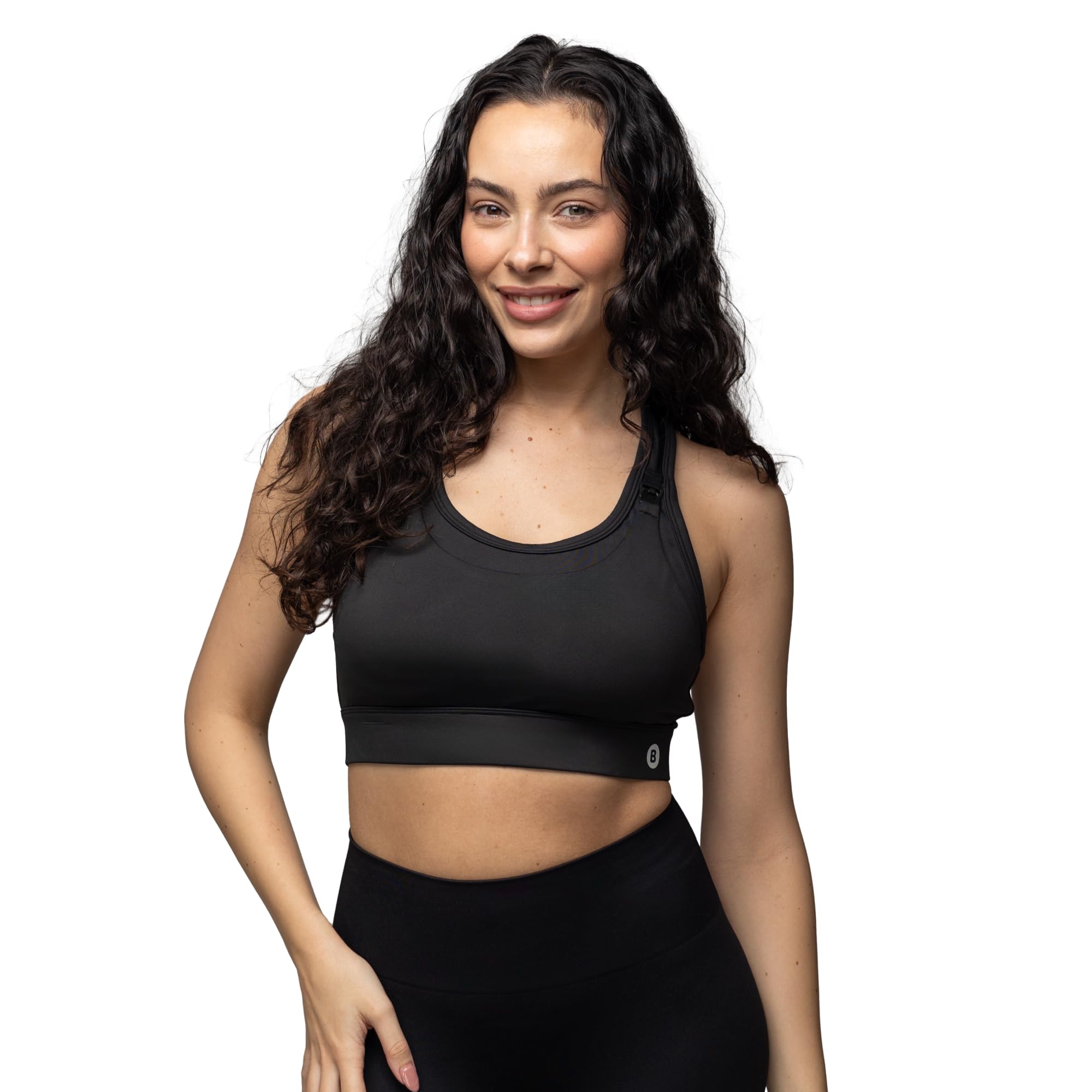 BABYGO® Reggiseno sportivo per allattamento al seno con supporto ad alto impatto, reggiseno premaman per gravidanza, senza cuciture, senza fili, con cuscinetti rimovibili per il massimo comfort, nero