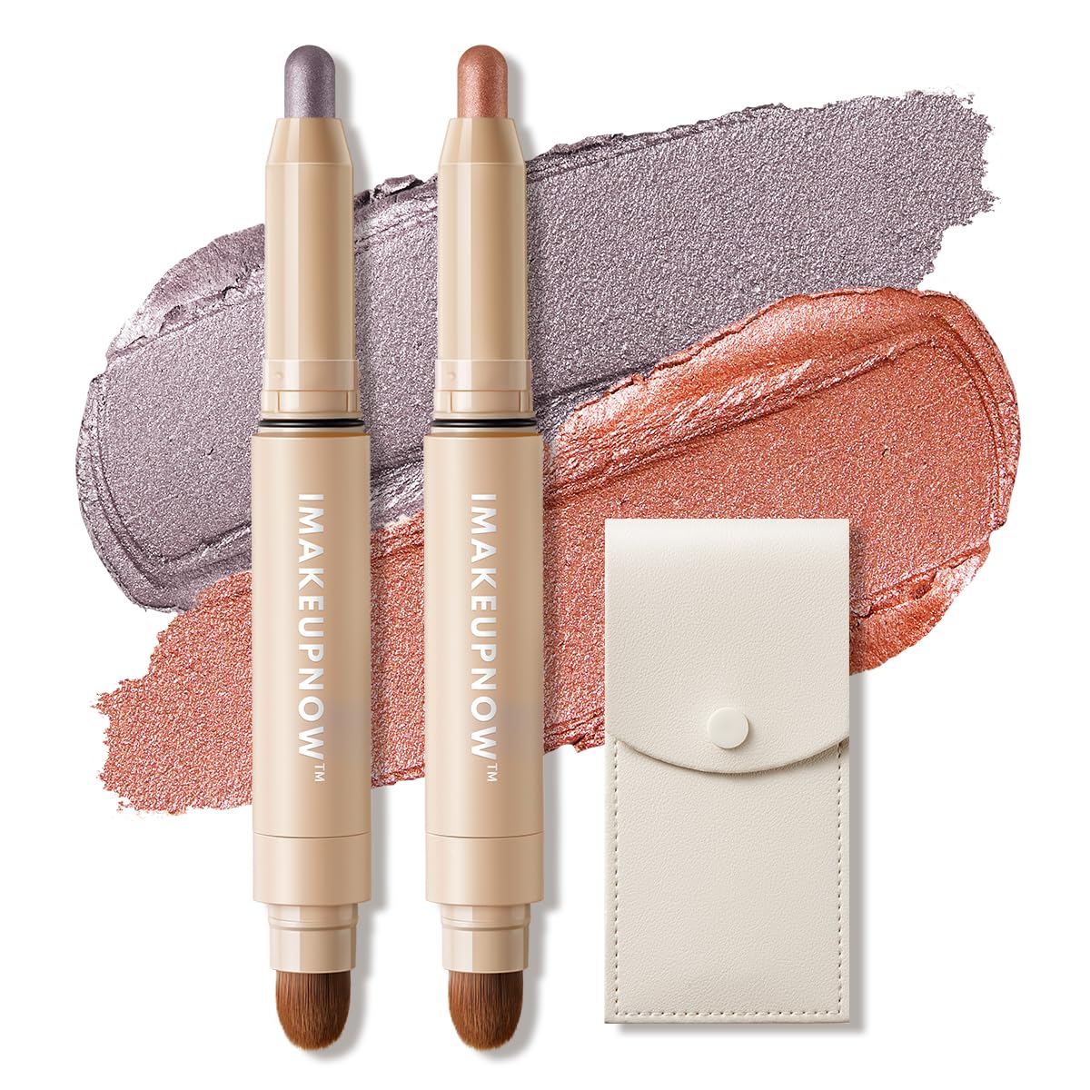 Cream Waterproof Eyeshadow Stick Set Shimmer Matte Eye Shadow Sticks 2PCS, Brightener Make Up Eyeshadow Pencil With Small Cosmetics Bag #H