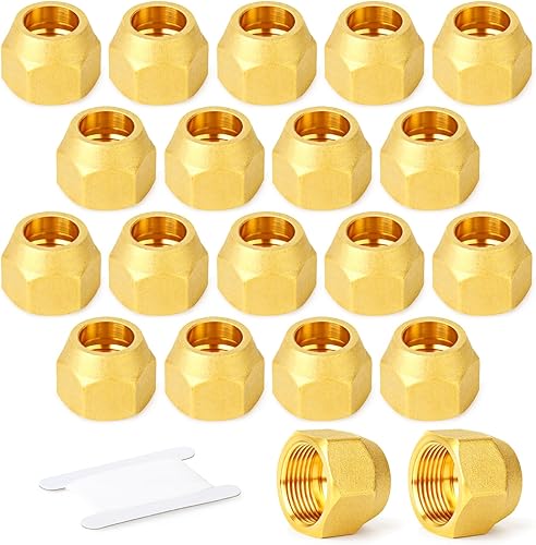 Miniatura 174 de GASHER 10 piezas de latón SAE 45 grados Flare Tube Fitting, 1/2" Flare Nut Aire Acondicionado Tubo de cobre Extensión de tubo de cobre a tope Tuerca