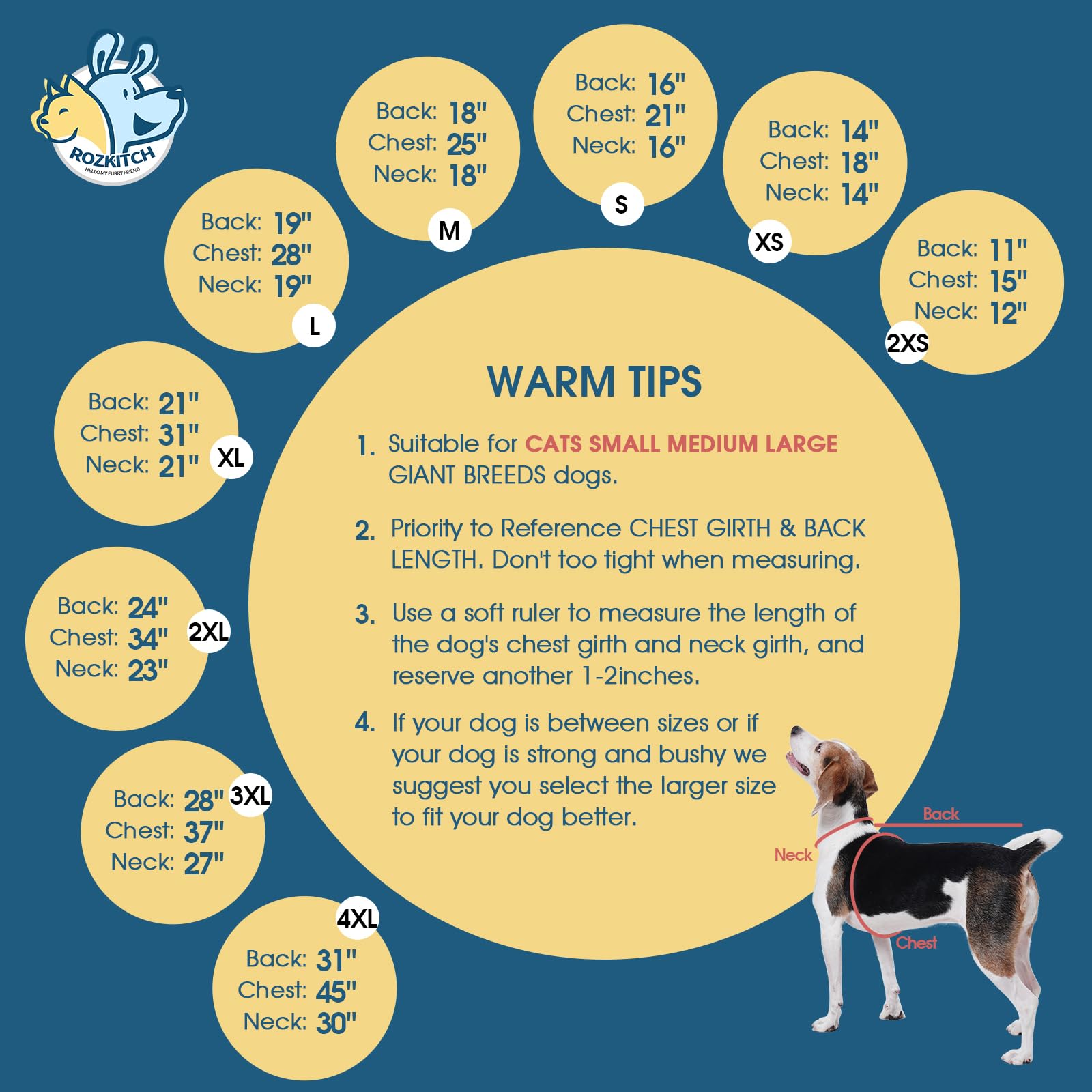 ROZKITCH Abrigo de invierno para perro, pijama de forro polar suave, resistente al viento, chaqueta cálida para clima frío, chaleco acogedor, ropa para perros pequeños, medianos y grandes, caminar,