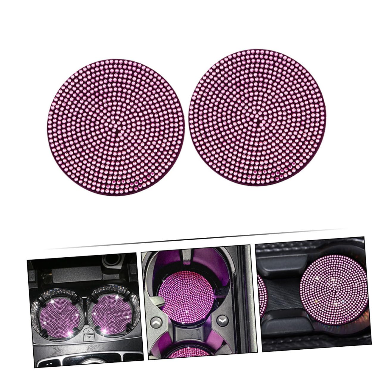 Sottobicchieri Auto Con Strass - Set Da 2 Universali Antiscivolo Per Portabicchieri - Foto 3