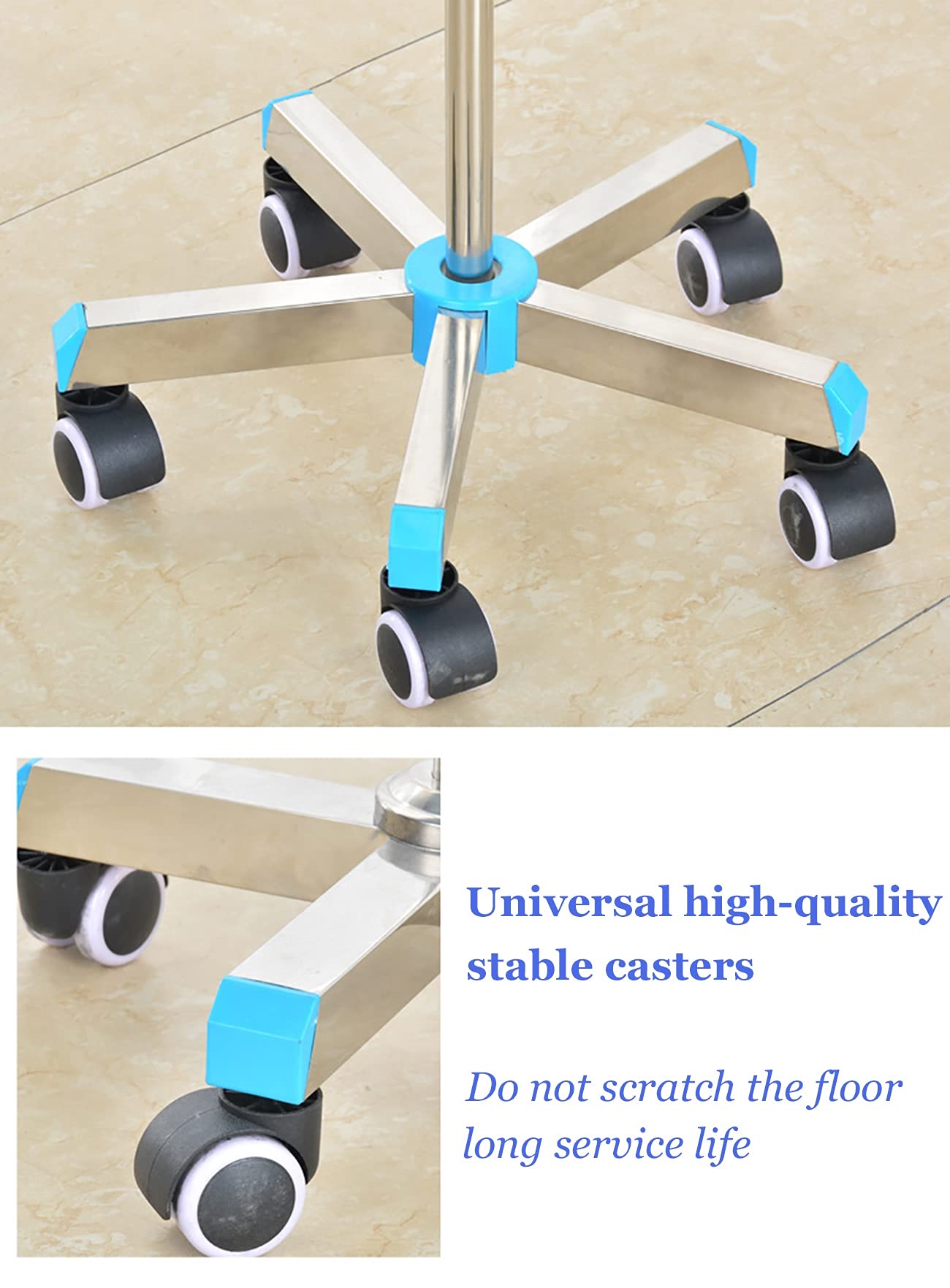 Winter Soporte para suero intravenoso portátil de Acero Inoxidable Grueso, Altura Ajustable Antideslizante y Estable, 4 Ganchos, 5 Ruedas universales (Size : 4 Wheels)