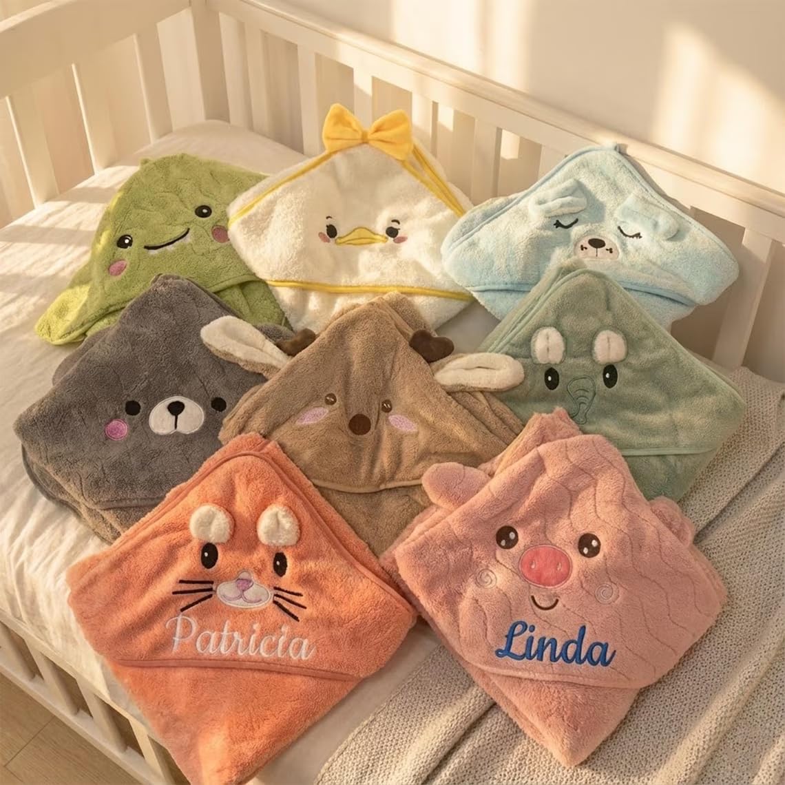 Toalla personalizada con capucha para bebé, regalo para recién nacido, toalla con capucha de algodón puro para baby shower, toalla de piscina para niños (105 x 105 cm)