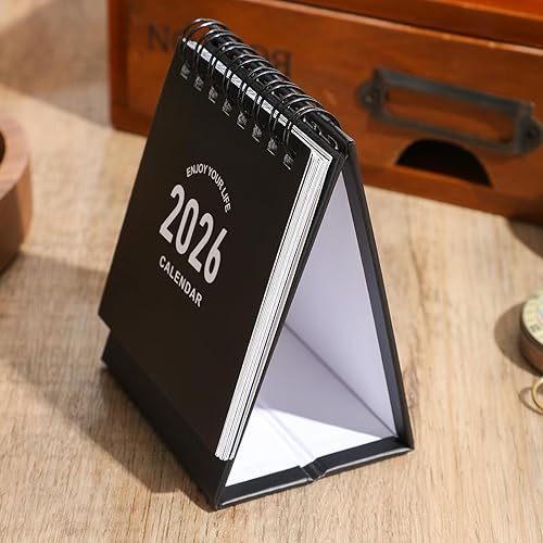 Miniatura 27 de Mini calendario de escritorio 2025-2026 – Úselo ahora hasta diciembre de 2026, calendario de escritorio pequeño, mini calendario diario, papel rosado