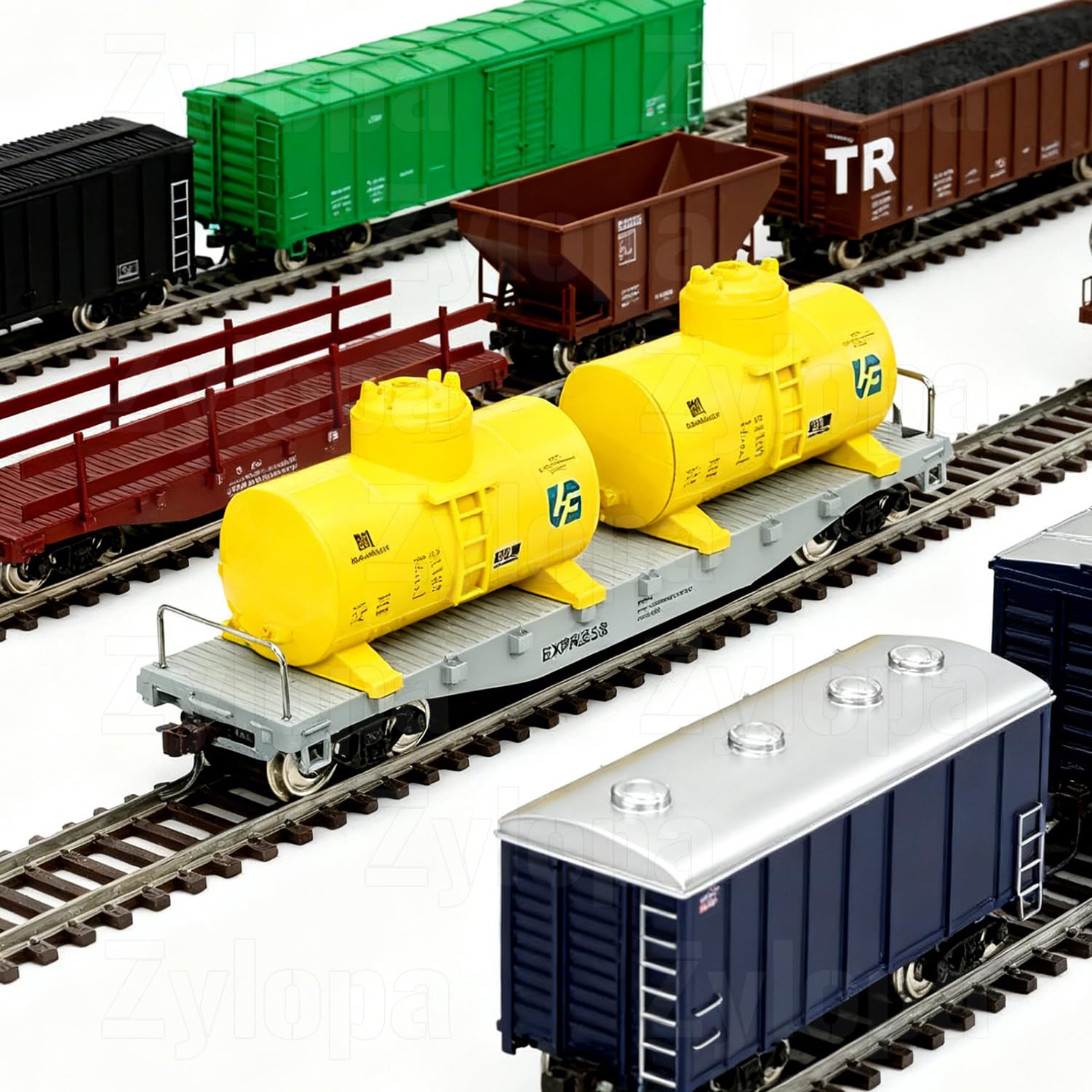 Model lokomotywy w skali HO: 40-stopowy wagon z podwójnym zbiornikiem Wykonany z materiału o wysokiej przewodności – niklu srebrnego HO 98270