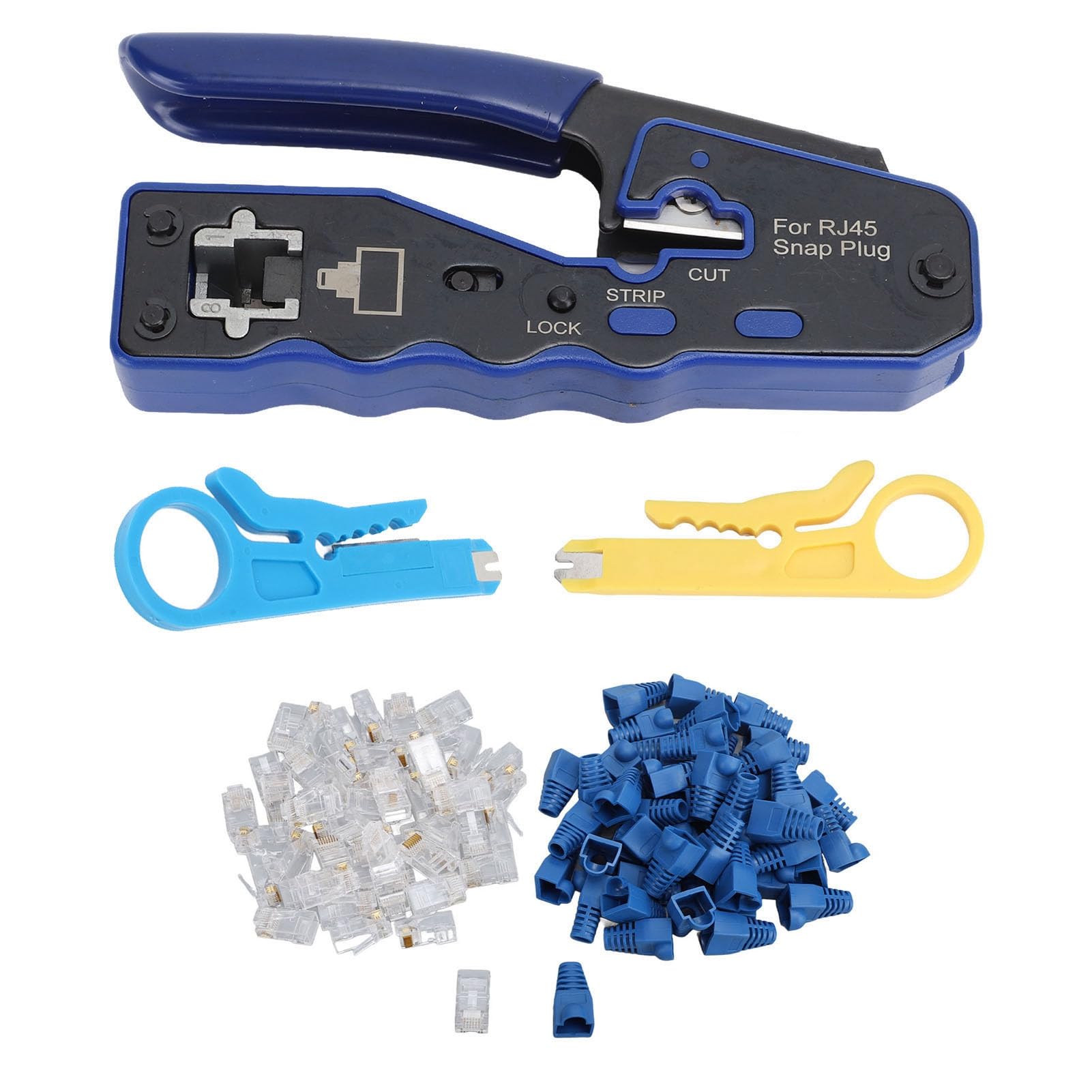 Crimpatrice professionale Pass Through Ethernet RJ45 CAT6 Kit di strumenti per crimpare fori passanti con taglierina spelafili per cablaggio di cavi di rete Design compatto