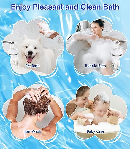 Miniatura 6 de MoKo Filtro de baño de 8 etapas para bañera, suaviza el agua, elimina contaminantes, portátil con bola de ducha y cepillo de champú, color blanco