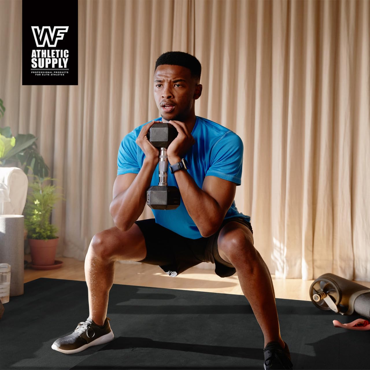 WF Athletic Supply Premium Large Exercise Floor Mats, 7 MM Workout Mats for Home Gym Thick, Heavy-Duty Floor Mat for Gym, Cardio, Weightlifting, Exercise Equipment, Shoe-Friendly