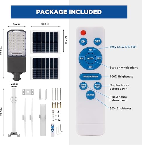 Miniatura 8 de Farolas solares de 800 W para exteriores, 80000 lm, luz de calle solar IP67, impermeable, funciona con energía solar, luz de calle LED del atardecer