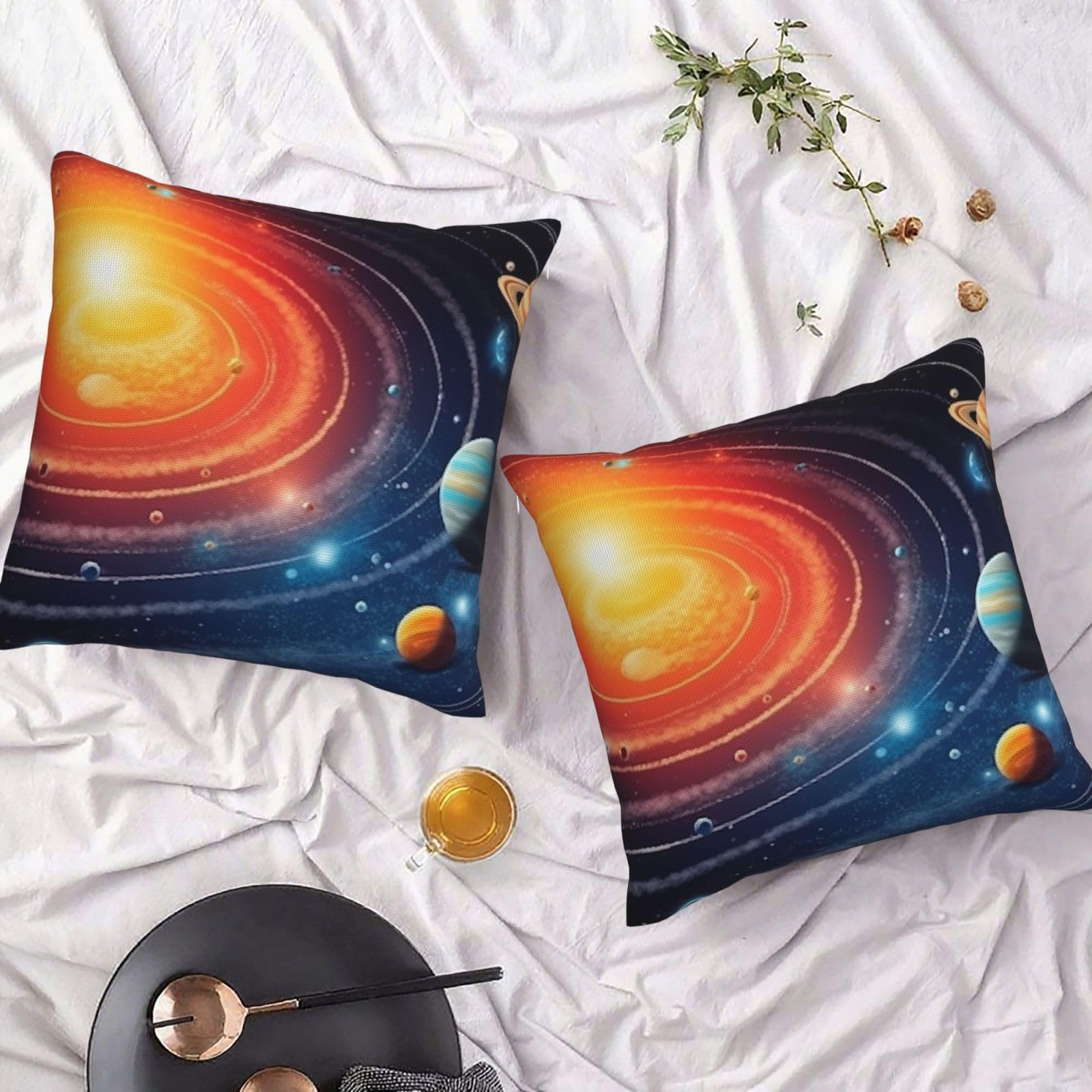Housse de coussin lin galaxie 45x45 cm pour remplacer des tissus chauds et rêches