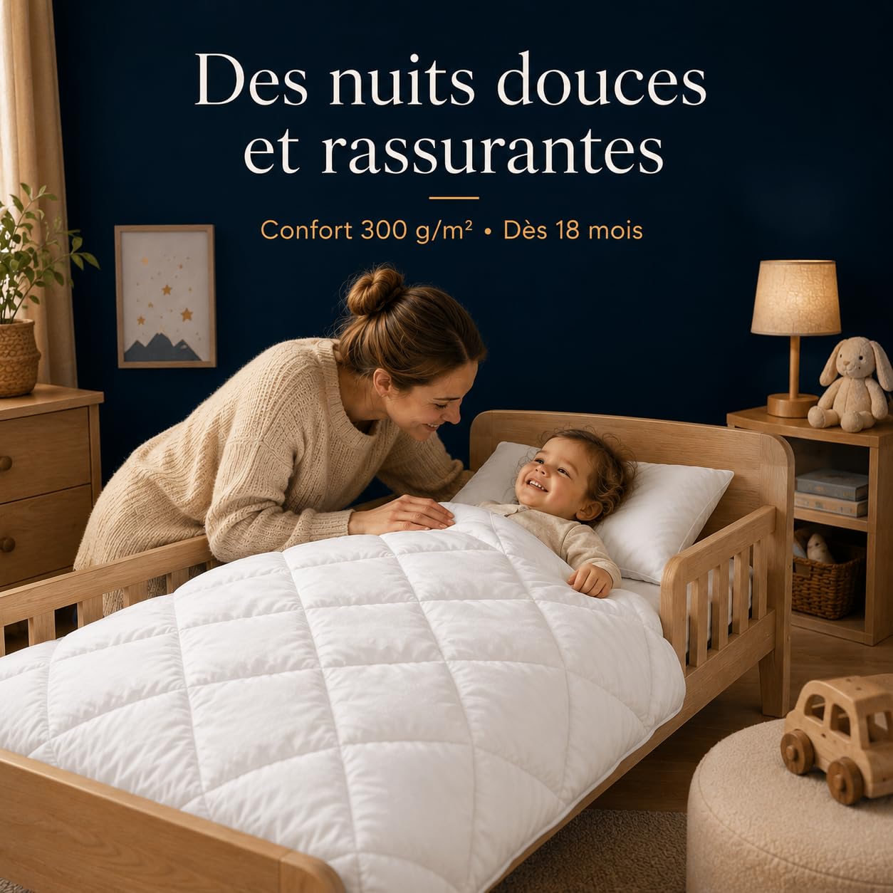 SOHYGGE – Couette Bébé 300gr/m2 – Enfant – 100x135 cm pour Lit Bebé 70x140 cm – Anti Acariens – 100% Microfibre Douce – Fabriquée en Europe – Certifié Oeko-TEX® – Couverture bébé pour Toutes Saisons
