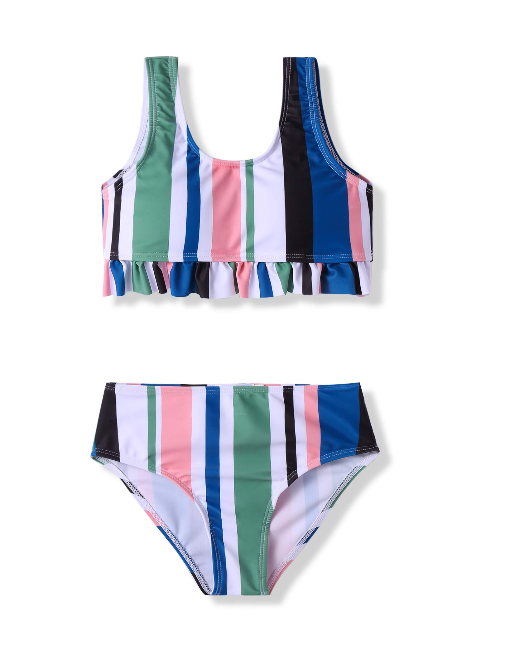 Arshiner Mädchen Tankini Badeanzug Stripes Bustier Bikinislip Zweiteiliges Kinder Sommer Bademode Strand Badebekleidung Mode Schwimmanzug Set 120/5-6 Jahre