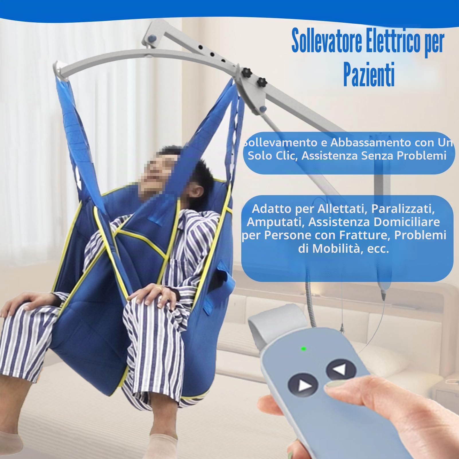 Sollevatore A Parete per Pazienti Anziani, Macchina di Trasferimento Elettrica con Telecomando E capacità di 150 kg, per Uso Domestico, Persone Disabili