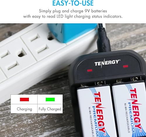 Miniatura 7 de Tenergy TN141 2 Bay 9V Cargador inteligente con combos de baterías Premium o Centura