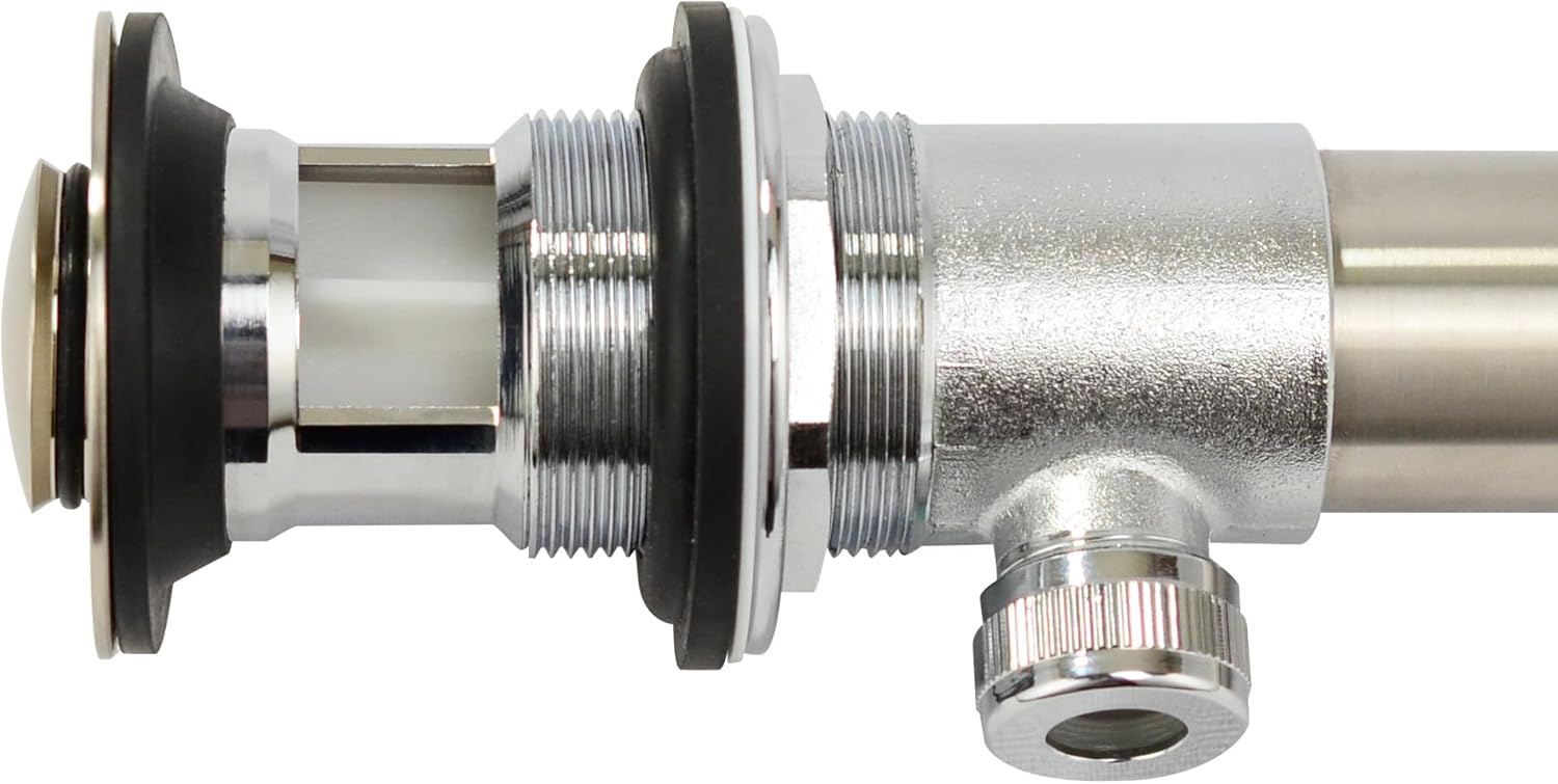 Purelux Bathroom Faucet Vanity Sink Metal Pop-Up Drain Stopper Assembly with Lift Rod and Overflow, Brushed Nickel Finish