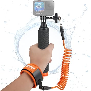 Action Camera Non-Slip Handler Floating Hand Grip Holder Mount | Steel-cored Safety Wrist Strap for GoPro DJI Insta360 Olympus Akaso Underwater Diving Surfing Snorkeling Rafting Kayaking