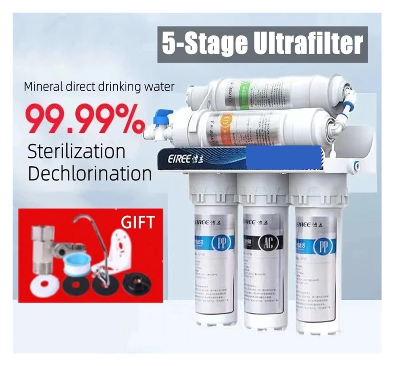 Filtre purificateur d'eau en 5 étapes, purificateur d'eau par Ultrafiltration de cuisine domestique, système de Purification d'eau potable avec robinet Remplacement sous l'évier