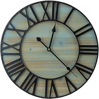 Modern Metal Wood Analog Wall Clock with Roman Numerals for Living Room, Bedroom, Office, Dining Room Decoration, 16 Inch Suitable for Offices, Homes, bathrooms, Kitchens,