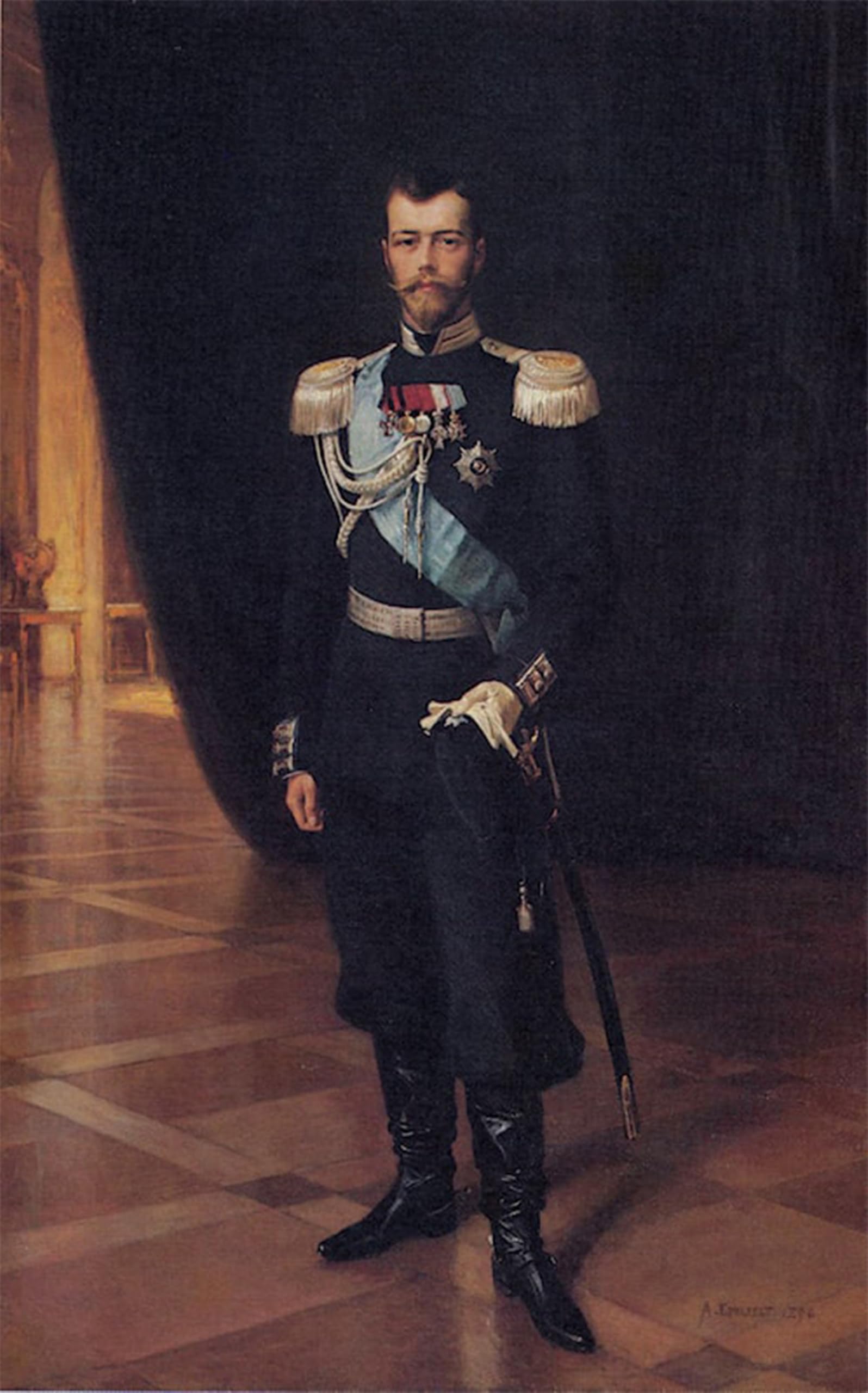 RZHRHJES Retro Picture Portrait Oil Painting Modern Wall Artwork Portrait of Russian Emperor Nicholas Ii by Albert Edelfelt Canvas Poster for Office Decor 60x90cm