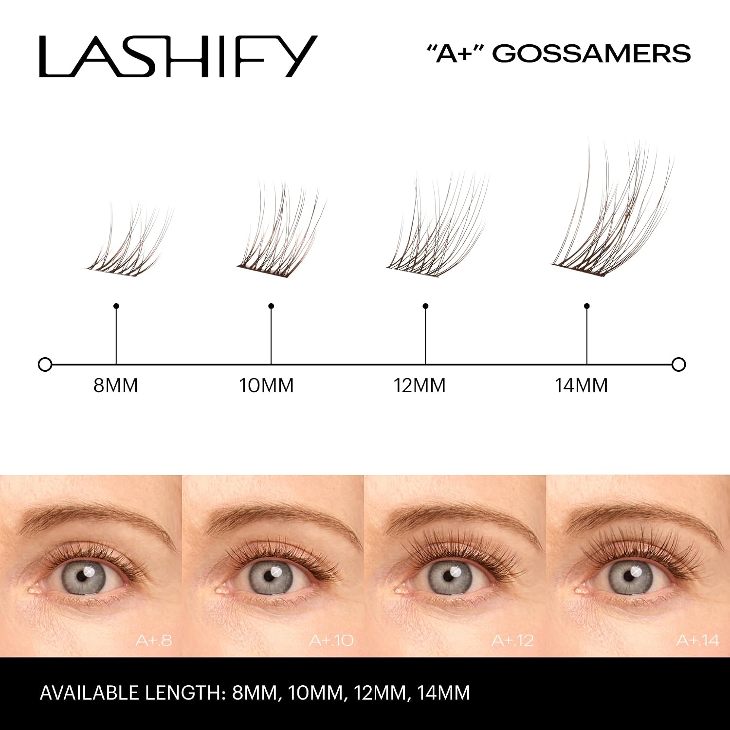 Lashify Amplify Plus+ 8mm Eyelash Extensions Refill in Ash Color, Easy DIY False Lashes for the Most Delicate, Natural and Long Lasting Look