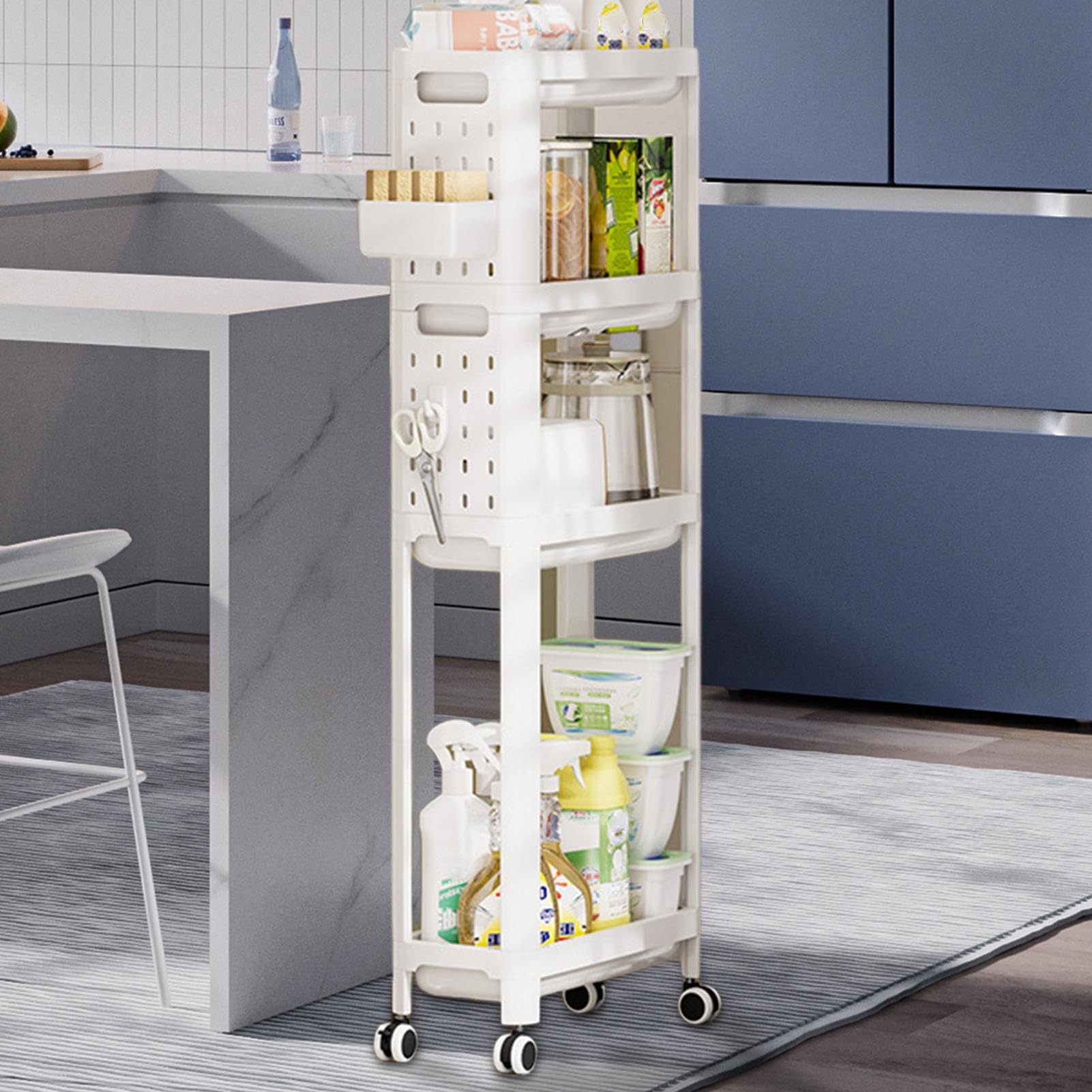 de utilidad, rodante con ruedas | Estante de almacenamiento escalonado para condimentos - Organizador rodante móvil estacional cocina para doméstico