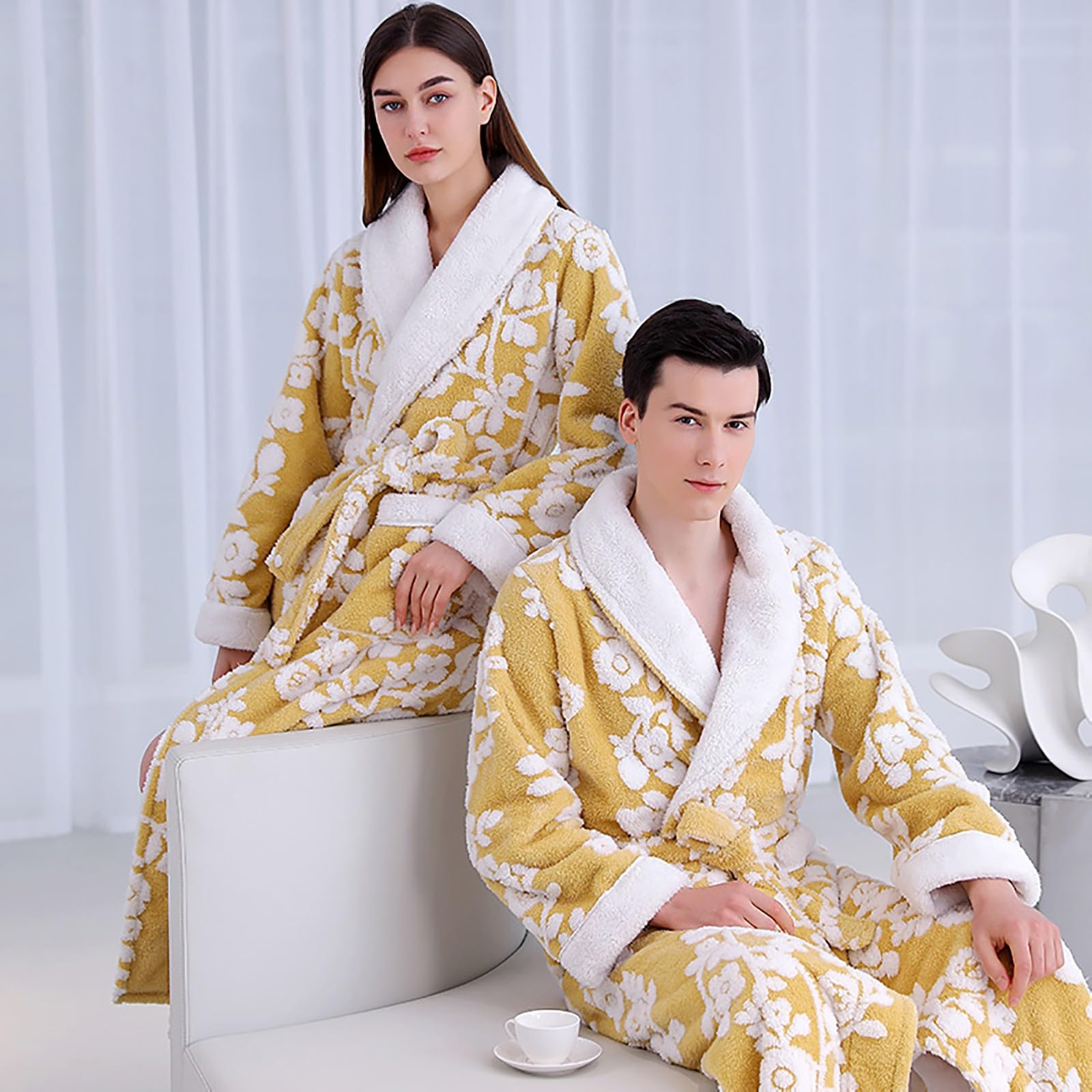 Generisch Camicia da notte da donna in pile, lunga e calda, in flanella