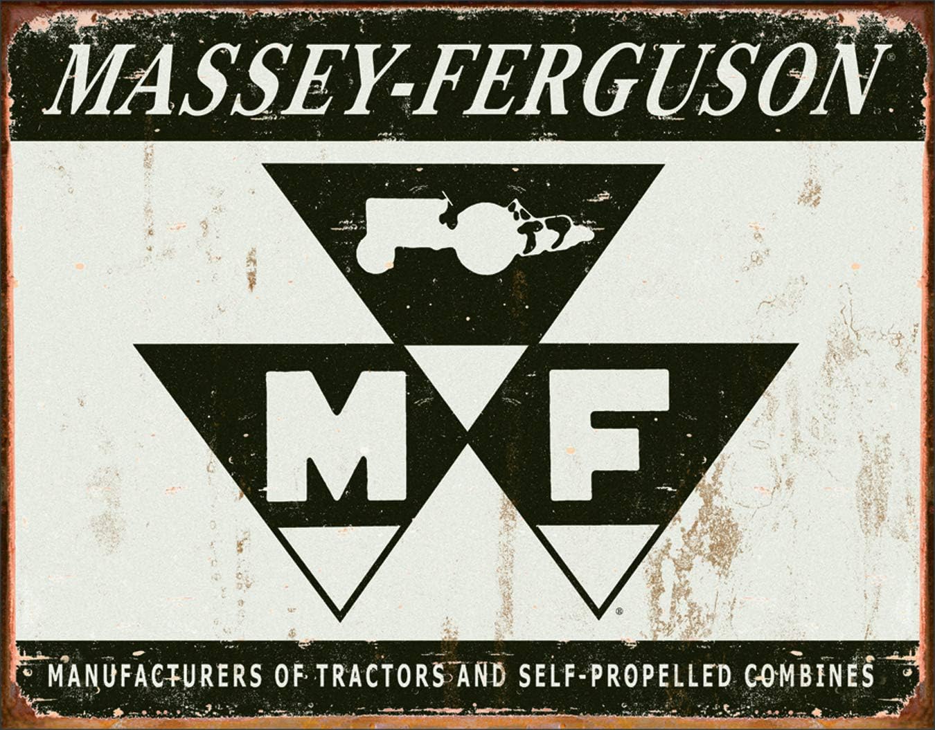 Massey Ferguson Logo Tin Sign - Nostalgic Vintage Metal Wall Decor - Made in USA - 16" W x 12.5" H