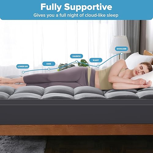 Miniatura 5 de VALUXE Cubrecolchón tamaño King, refrescante, ajustable, extra grueso, protector de colchón suave alternativo para aliviar el dolor de espalda con