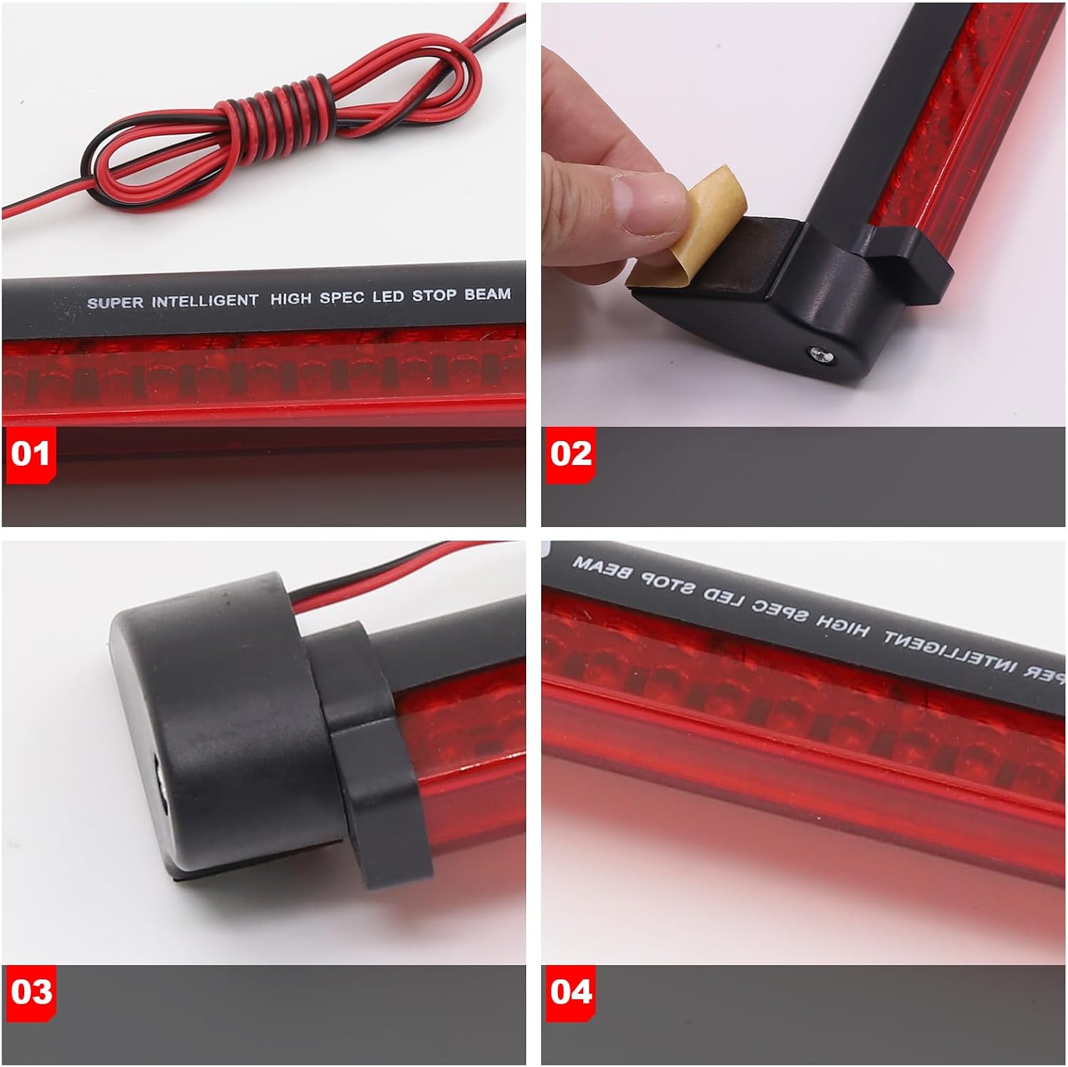 32-LED Red Lens Tail High Mount Stop Light, Third 3rd Brake Light Cargo Lamp Waterproof Replacement for Most Cars(Red)