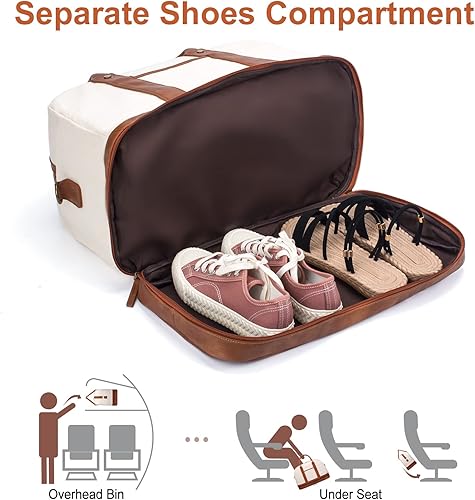 Miniatura 5 de Bolsa de lona para mujer, de viaje, bolsa de fin de semana grande, con compartimento para zapatos, ideal para viajesuso diarioregalo de cumpleaños