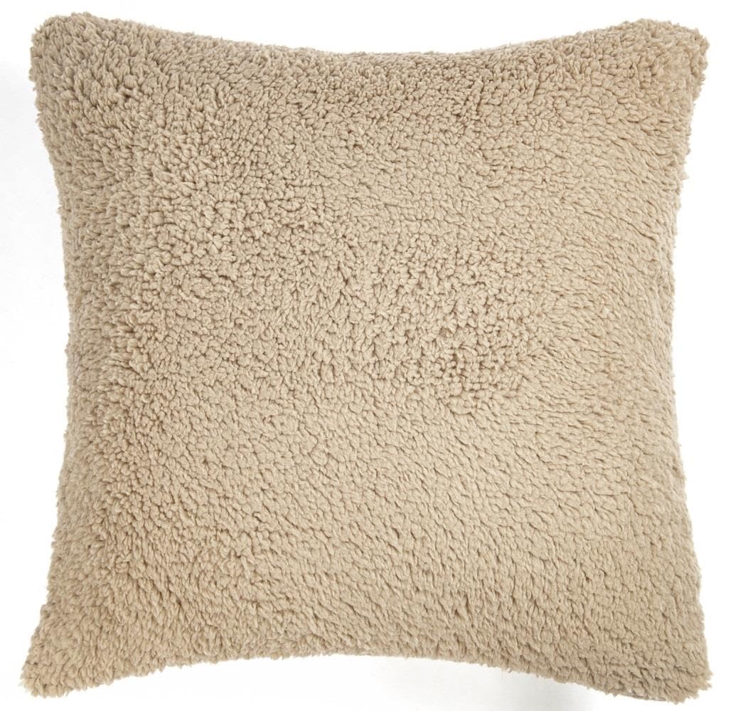 Adore Home Ribbed Fleece Luxury Cushion Covers with Soft Sherpa Reverse 45x45cm – Reversible - Stylish and Cosy - Natural