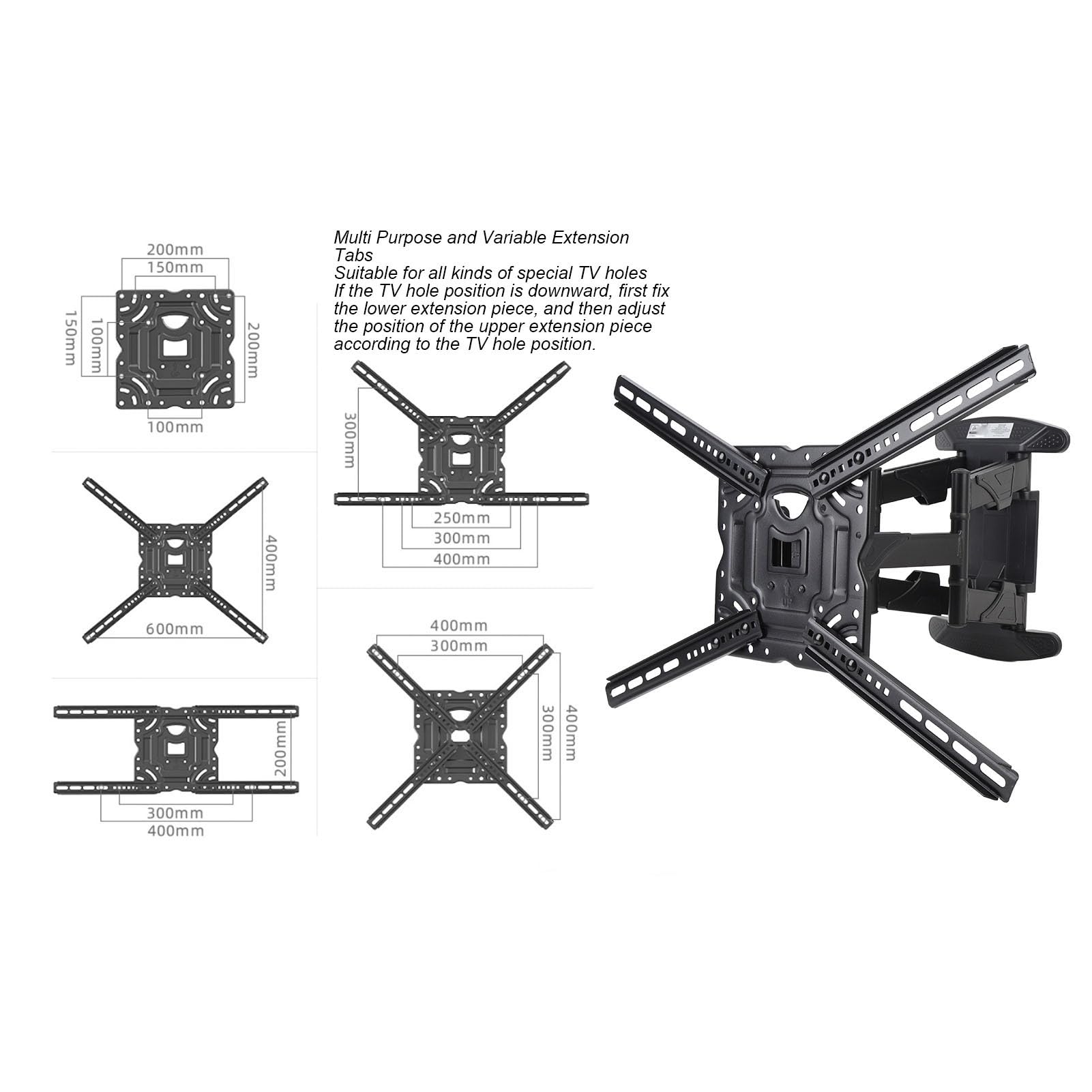 Soporte de Pared para TV de Movimiento Completo para Televisores de 32 a 75 Pulgadas de hasta 80 Libras, Soporte de Montaje en Pared, Soporte de TV Giratorio e Inclinable, para
