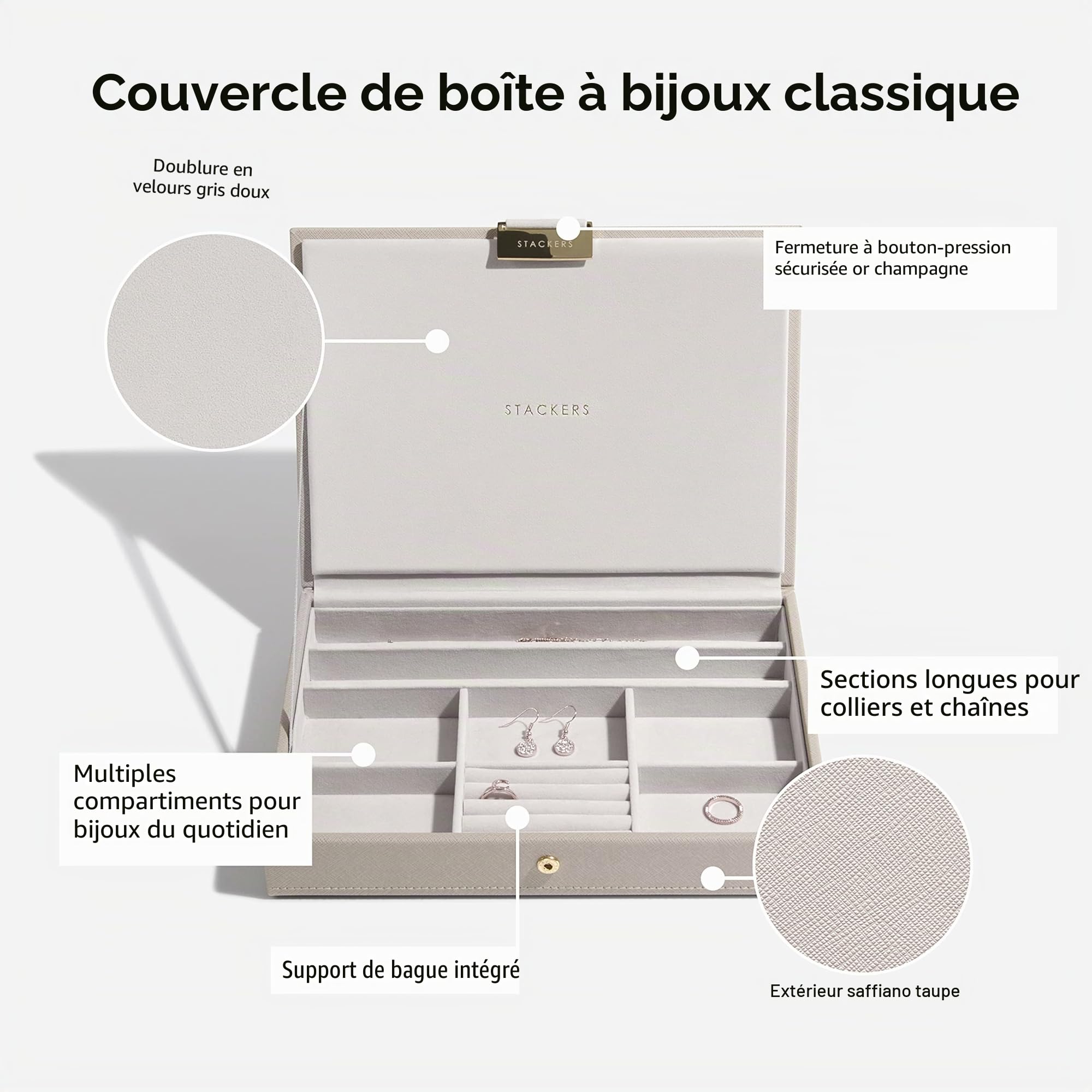 Stackers Lot de 2 boîtes à bijoux classiques Taupe