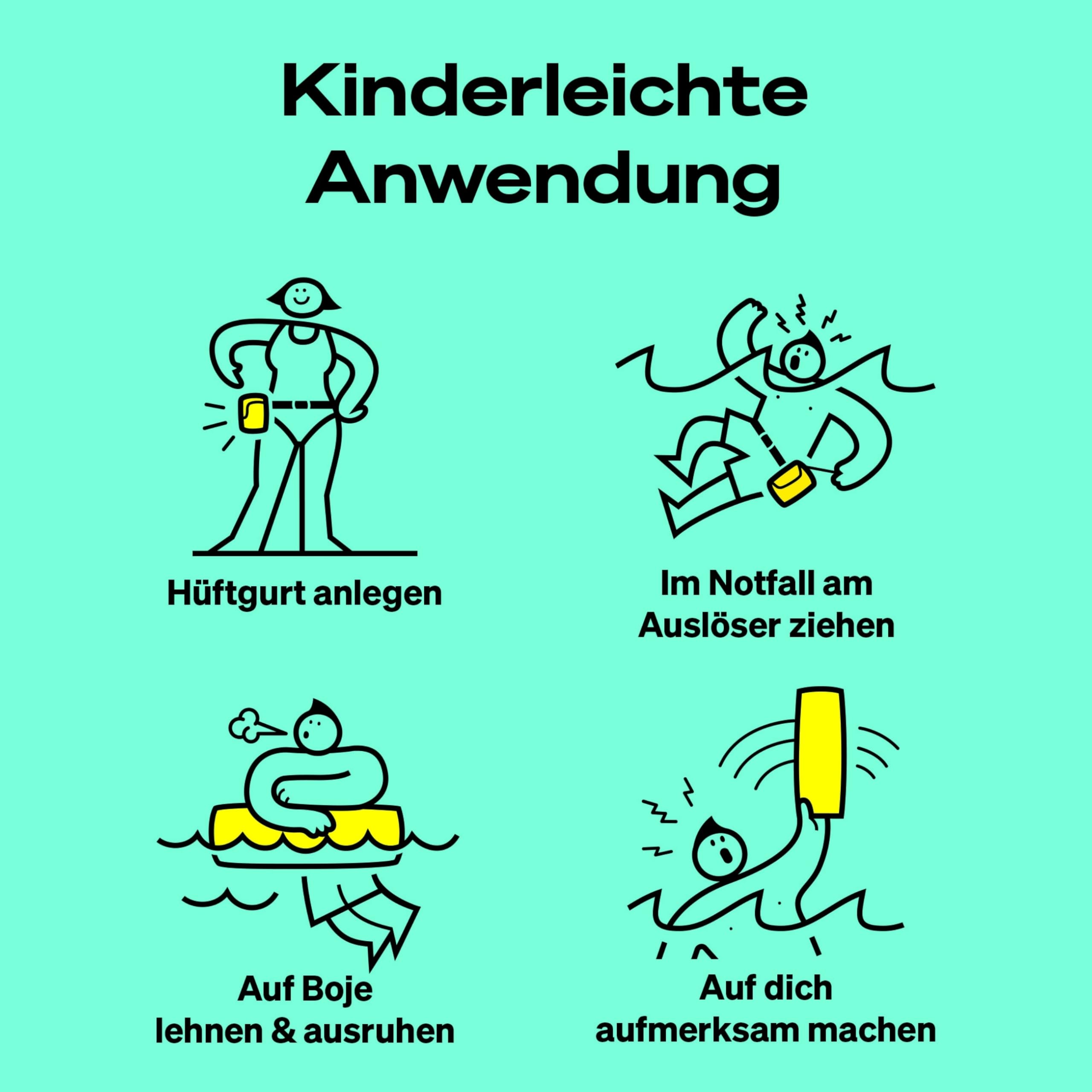 RESTUBE Beach CO2 Schwimmboje - Für EIN sicheres Gefühl im Wasser - auslösbare Rettungsboje - Schwimmboje für Erwachsene und Kinder ab 10 Jahre - Boje für SUP, Schwimmen, Schnorcheln & Schwimmhilfe