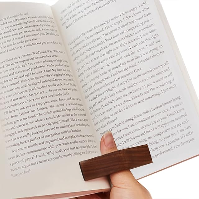 SONERNT Book Page Holder, Thumb Book Page Holder for Reading, Natural Handmade Black Walnut Bookmarks, Novel Book Reading Accessories, The Best Gift for Readers, Book Friends, Book Fans, Bookworms.