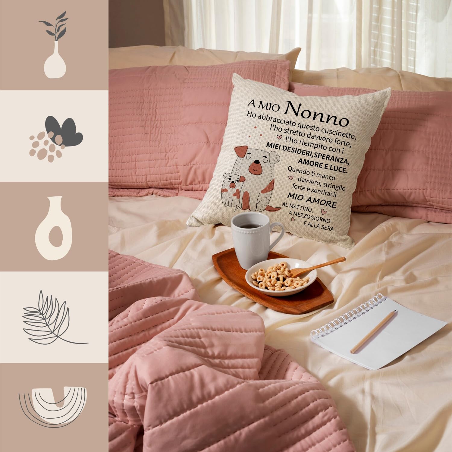 QXRXN Regalo Nonno Natale Utile da Nipote, A Mio Nonno Federa Cuscino 45x45 Personalizzata Letto Divano Decor, Federe Cuscini Idee Regali per il Nonno Natale Compleanno Festa del Papà