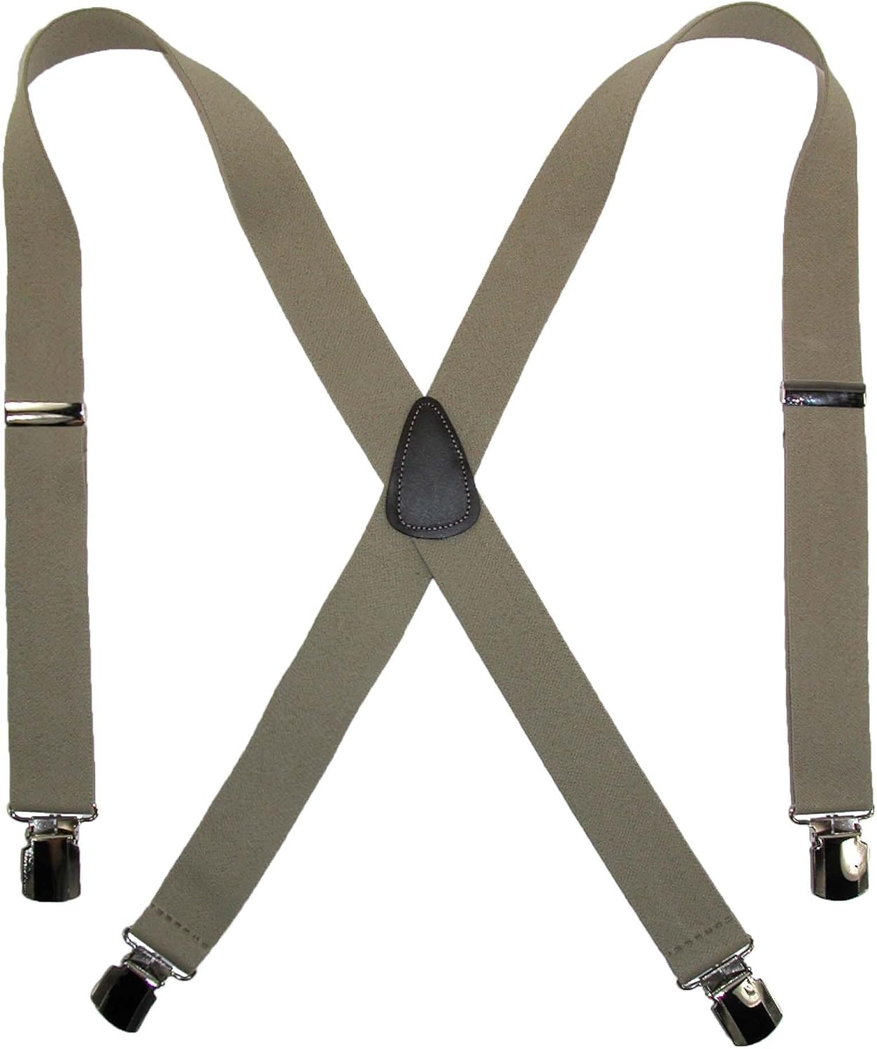 CTM Men's Elastic with Anti Slip Pin Clip 1 1/2 Inch Solid Suspenders