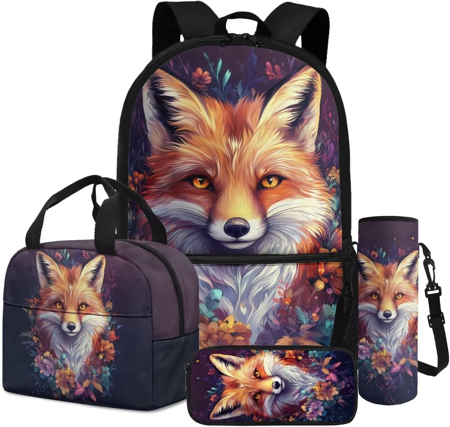 Set di 4 zaini per bambini, zaino con borsa per il pranzo, per studenti