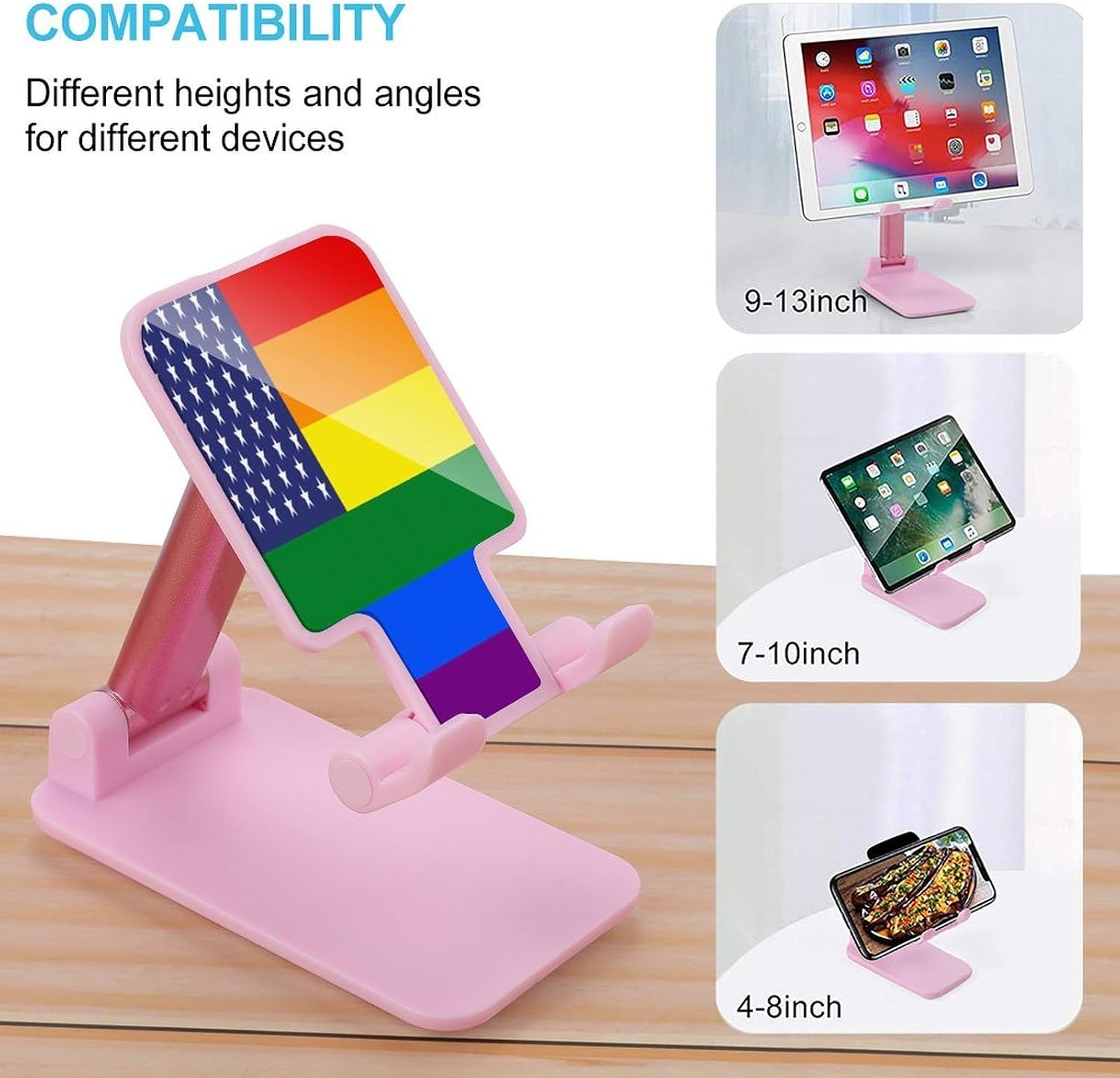 Gay Proud Flag of USA Plastic Phone Stand with Alloy Base image 3
