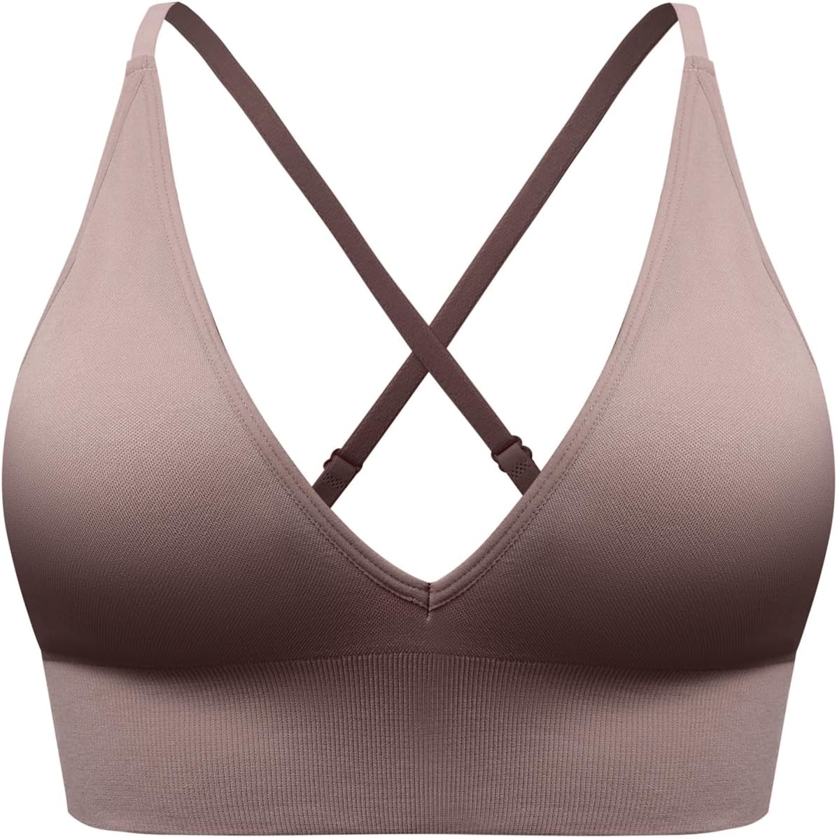 Bralette for Women Removable Padded Sports Strappy Bra Yoga Seamless V Neck Triangle Wireless Longline