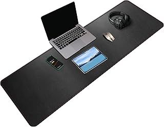 ZORESYN 3XL Longer Mouse Pads (140 x 40cm) - PU Leather Extended Large Gaming Mousepad Desk Mat - Nonslip Base and Waterproof Desktop Keyboard Extended Mouse Mat (Black, 3X-Long)
