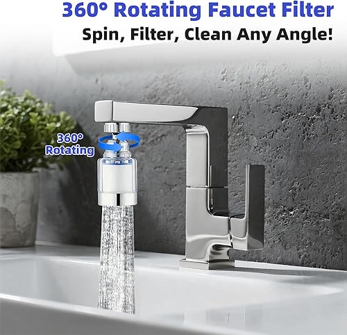 Miniatura 4 de Paquete de 2 grifos de filtro de agua para fregadero, filtro universal de fregadero de baño giratorio de 360, filtro de agua para grifo de cocina,