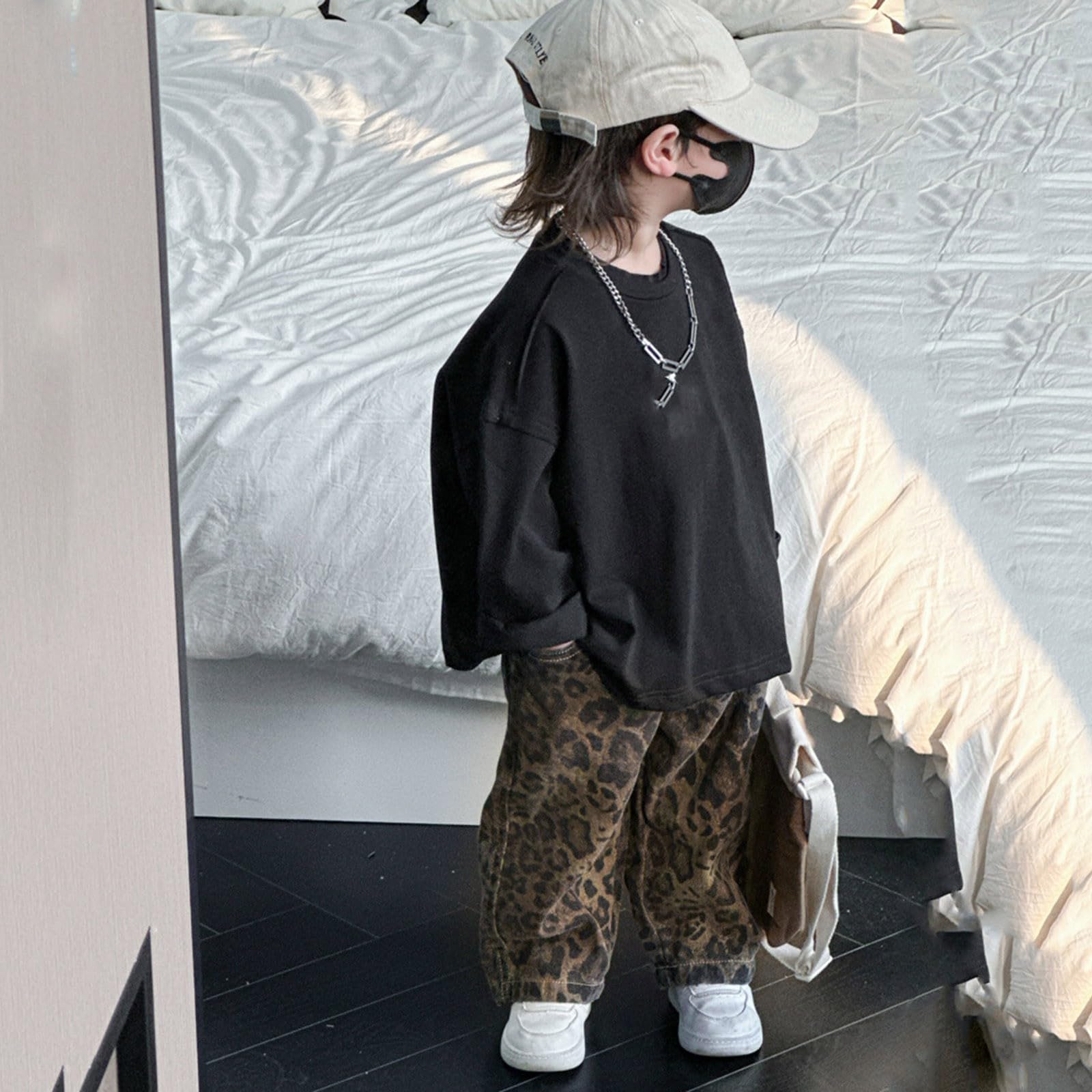 Genérico Pantalones Chandal Niño Pantalones Cargo de Moda para Niños con Cintura Elástica y Puños Confortables para Actividades Casuales de Primavera y Verano