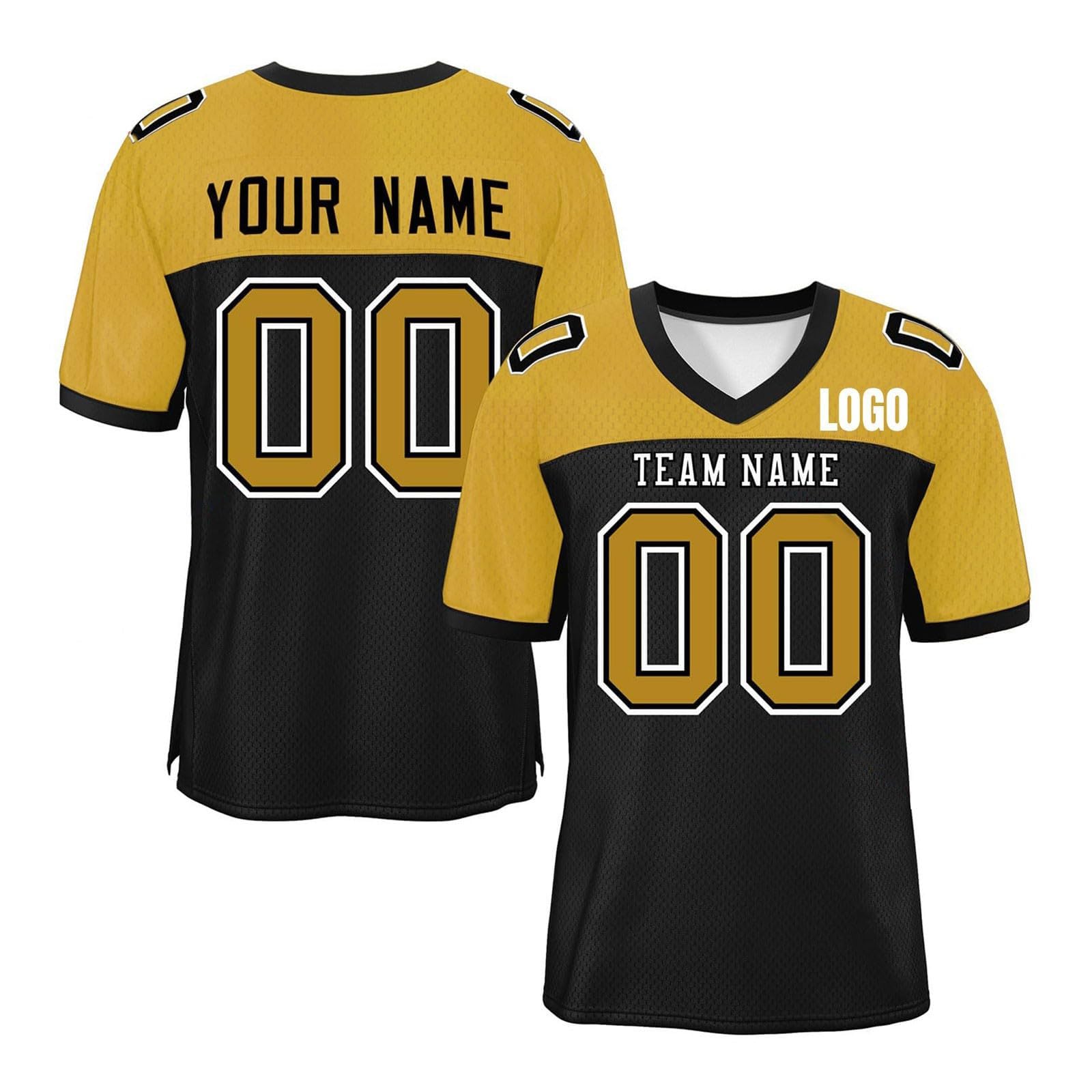 Custom Football Shirts for Adult, Personalised Football Kits with Names, Numbers and Logos, Short Sleeve V-Neck Quick-Drying Breathable Personalised Shirts, Custom Football Supporter T Shirt — image 1