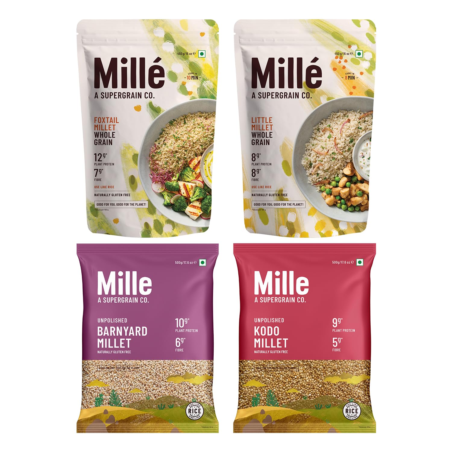 Mille Grains Combo Foxtail Millet, Little Millet, Kodo Millet and