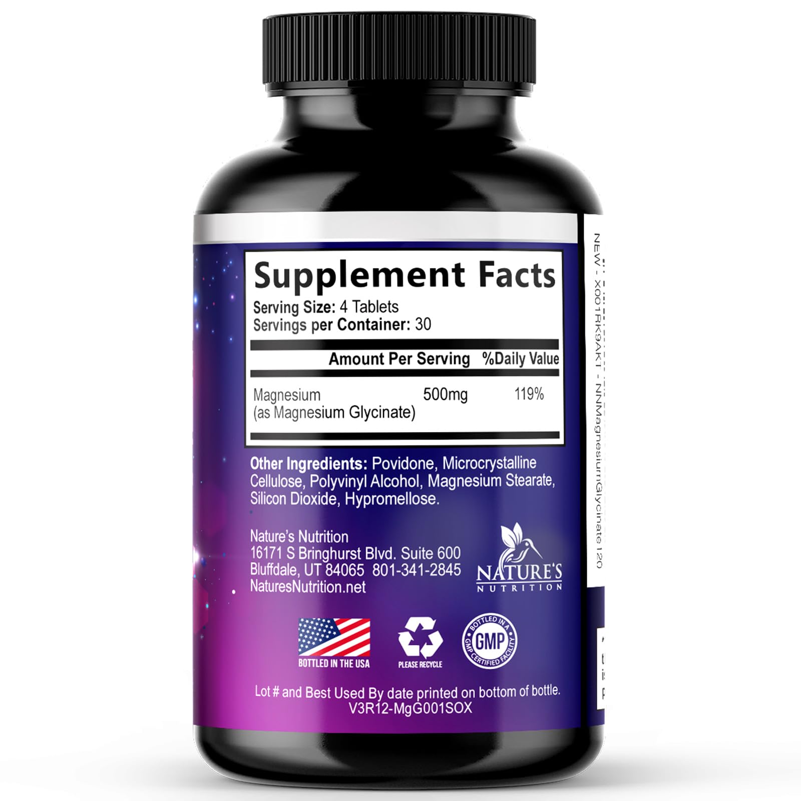 Magnesium Glycinate 500mg - 100% Chelated & Pure for High Absorption - Best Gentle Sleep & Relaxation Support - Nature's Muscle, Bone & Heart Health Support - Vegan & Bottled in USA - 120 Tablet — Amazon image 9