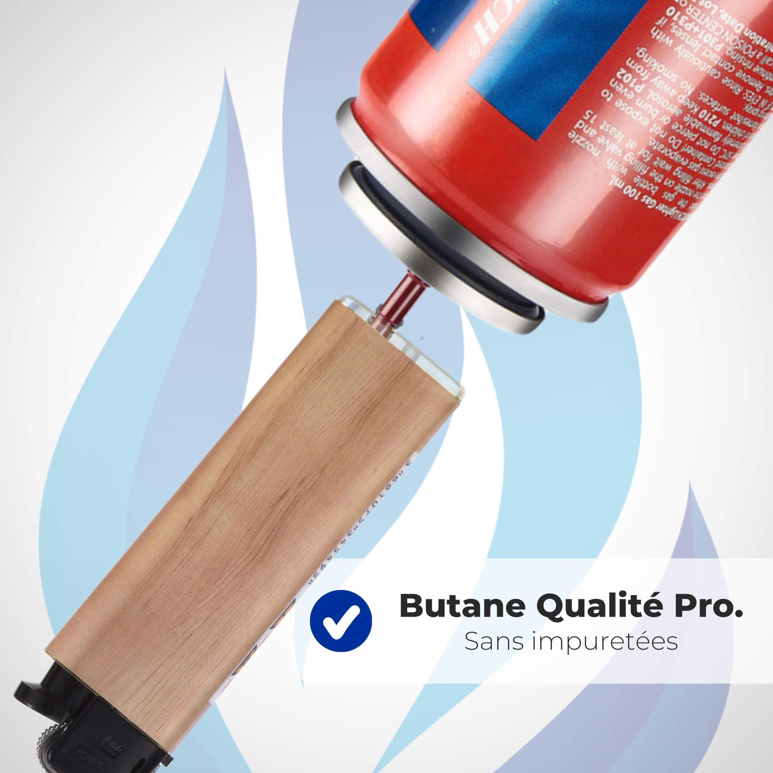 Silver Match Lot de 24 Recharges de Gaz 90 ML pour Briquet et Chalumeau de Cuisine, Gaz Butane Premium Pur, 5 Adaptateurs, Compatible Briquet Classique, Tempête, Chalumeau, Allume-Tout, D_40673310