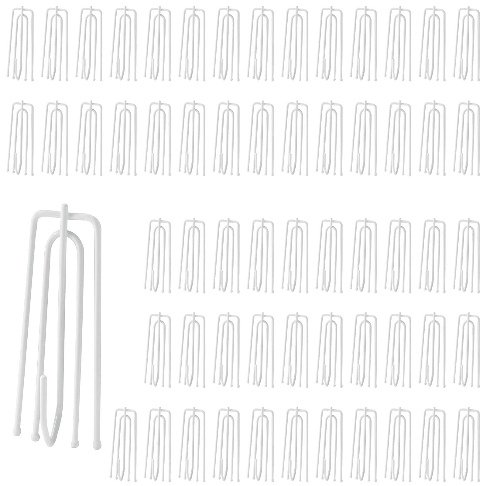 Buxuaaaa Iron Spray White 60Pcs Stainless Steel Curtain Pleater Tape Hooks Metal Curtain Pleats Hooks Drapery Hook And Pin For Window Door Drapery Hook And Pin